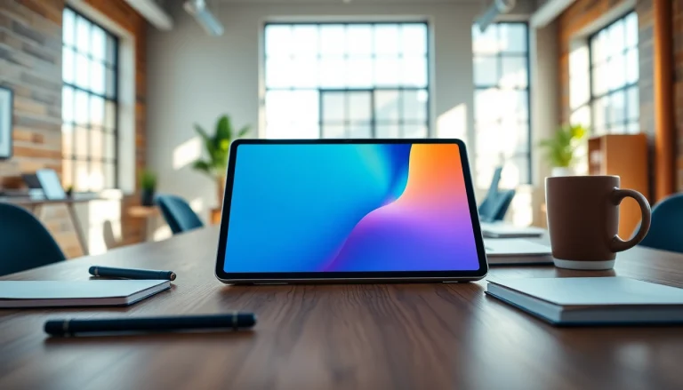 Manipulating the iPad Pro 11 pulgadas on a modern desk for creative work.