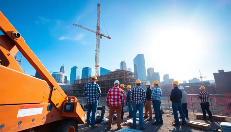 Workers at a construction site in Denver, emphasizing collaboration in the construction association denver.