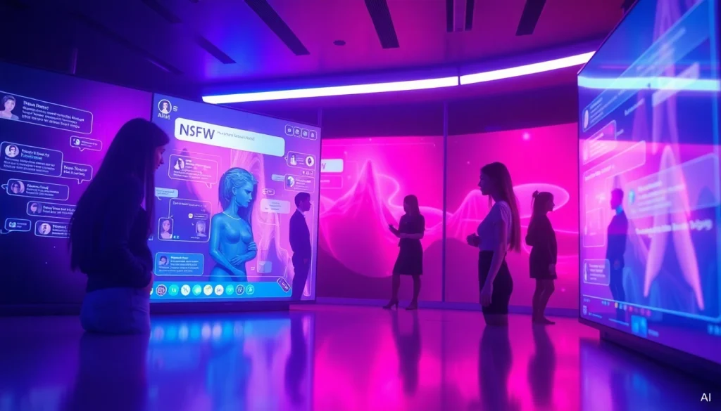 Experience NSFW character AI through an engaging digital platform with vibrant avatars and chat interactions.