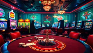 Engage with the exciting link alternatif onicplay while enjoying a luxurious casino atmosphere filled with slot machines and poker tables.