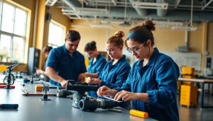 Students at trade schools in Southern California developing skills with modern equipment.