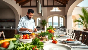 Experience a private chef St Martin preparing exquisite meals in a luxurious villa setting.