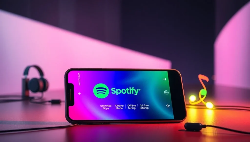 Discover the benefits of spotify mod with a smartphone illustrating its ad-free music features.