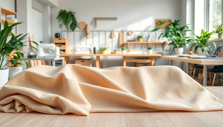 Vergelijk verschillende badstof per meter opties in een creatieve stoffenwerkplaats.