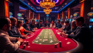 Gambling excitement at a casino table, featuring rebahin strategies and vibrant game elements.