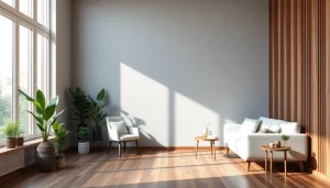 Stylish slat panels for walls in a cozy modern living room.