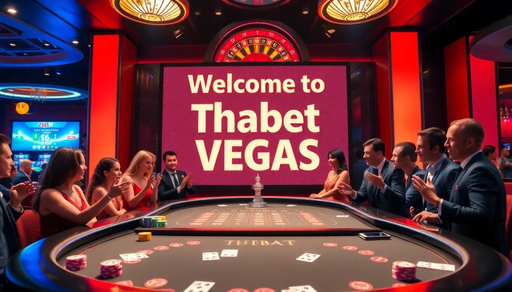 Engaging scene of players at a poker table at Thabet Vegas, showcasing chips and excitement.