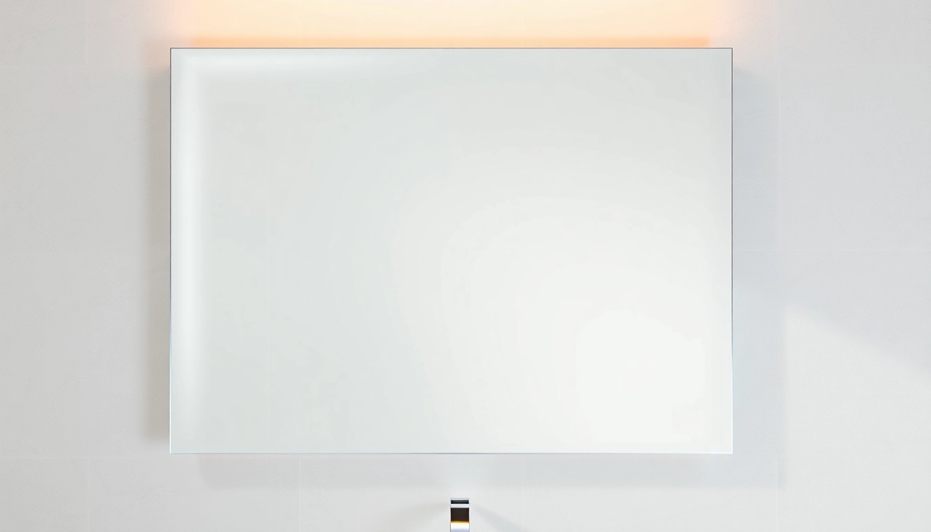 Admire an elegant bathroom mirror with integrated lighting, enhancing modern bathroom aesthetics.