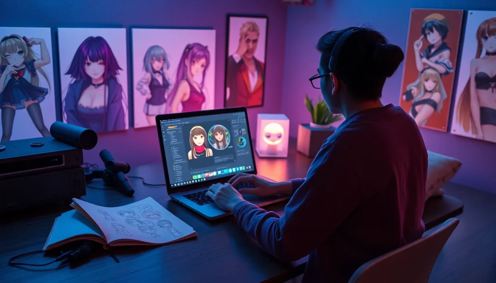 Engaging user interaction with nsfw character AI in a vibrant digital workspace