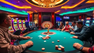 Action-packed poker scene at RR88 casino, highlighting excitement and vibrant atmosphere.
