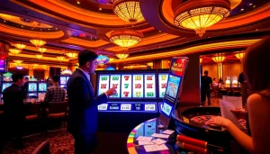 Experience the thrill of slot pulsa gaming in a luxurious casino atmosphere.