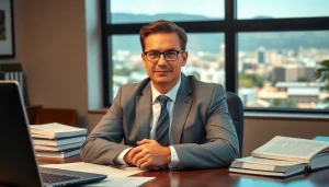 Engaged Personal Injury Lawyer in Grand Junction reviewing case documents.