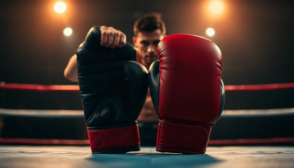 Die MMA gloves liegen auf dem Boxring und strahlen Qualität und Stärke aus.