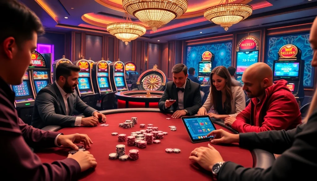 Players enjoying an exciting poker game at Thabet College's vibrant casino.