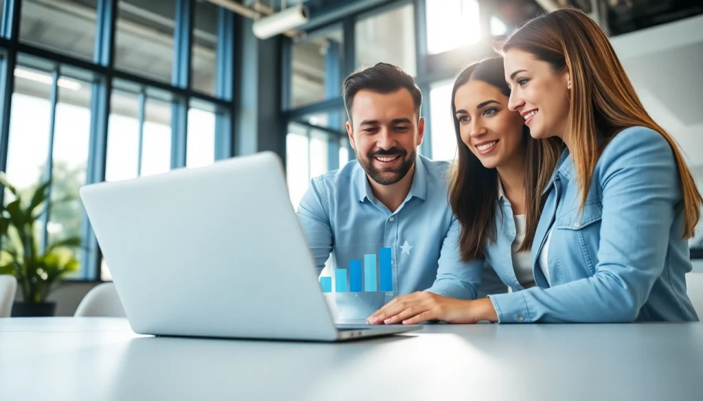 Klynt team collaborating on a digital project in a modern workspace.