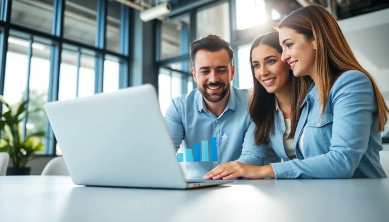 Klynt team collaborating on a digital project in a modern workspace.