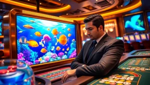 Bắn cá đổi thưởng game showcasing vibrant underwater graphics and an immersive casino interface for players.