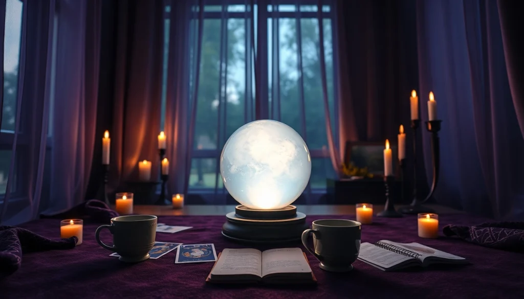 快適なサイキックリーディングの環境で、穏やかなクリスタルボールとタロットカードを使った電話占い 当たるを体験する。