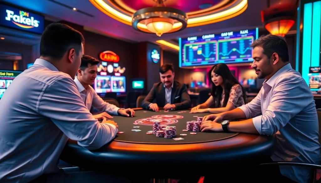 Experience the thrill of IDN Poker in a vibrant online casino setting, showcasing dynamic gameplay.