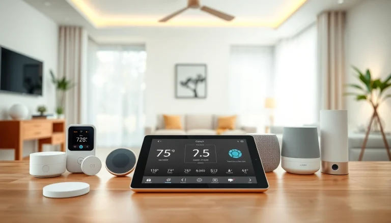 Inteligentny dom z nowoczesnymi urządzeniami w przytulnym wnętrzu.