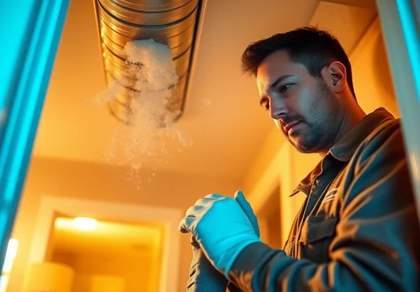 Air Duct Cleaning in Charlotte with a trusted technician using advanced tools to ensure indoor air quality.