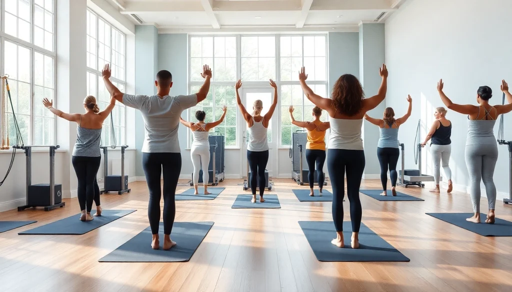 静かなスタジオで行われる魅力的なピラティスセッション。ウェルネスのための ピラティス おすすめ を強調。