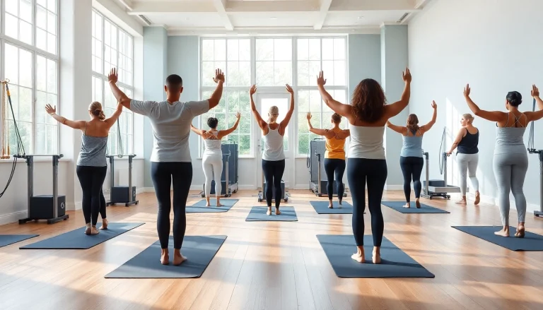 静かなスタジオで行われる魅力的なピラティスセッション。ウェルネスのための ピラティス おすすめ を強調。