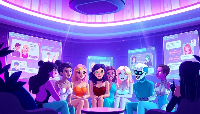Engaging scene of diverse characters in an nsfw ai chat room, showcasing advanced AI interaction.