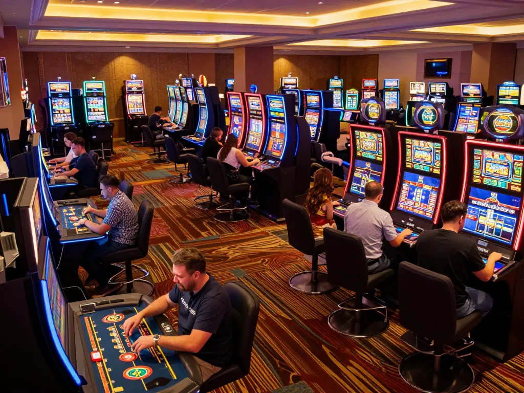 Players engaging in thrilling games at 79kingvnc casino, showcasing vibrant atmosphere and excitement.