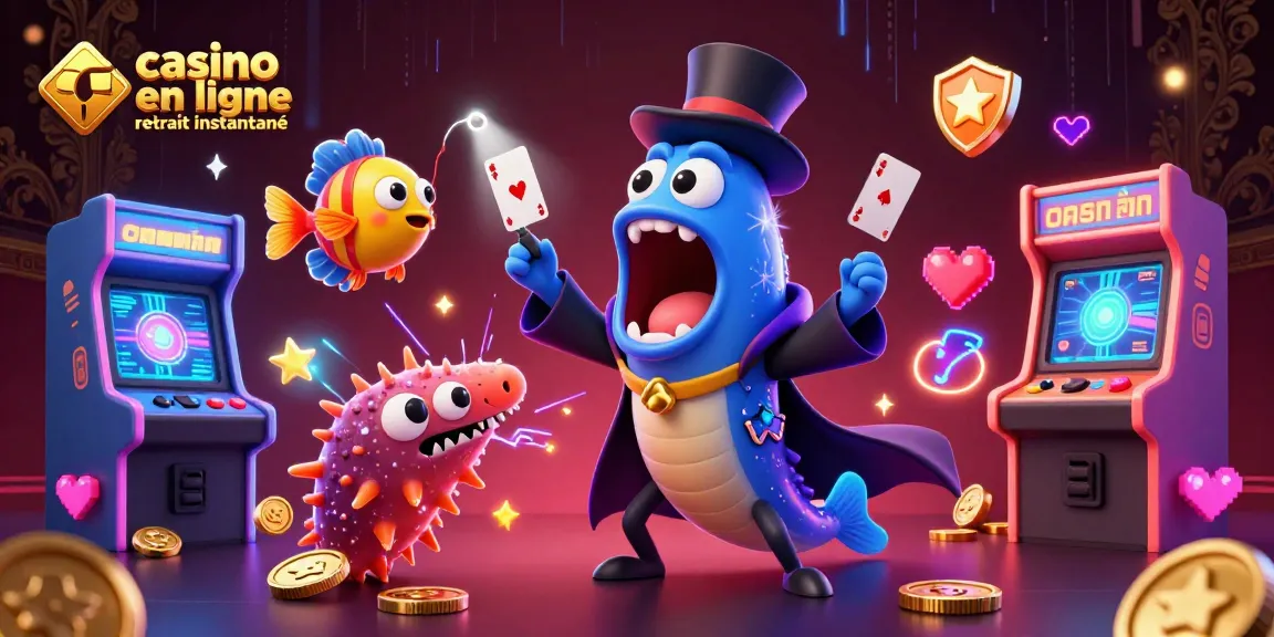 Célébrez le casino en ligne retrait instantané avec le turbulent spectacle d'une anguille-lanterne et un poisson-globe en plein tour de magie.