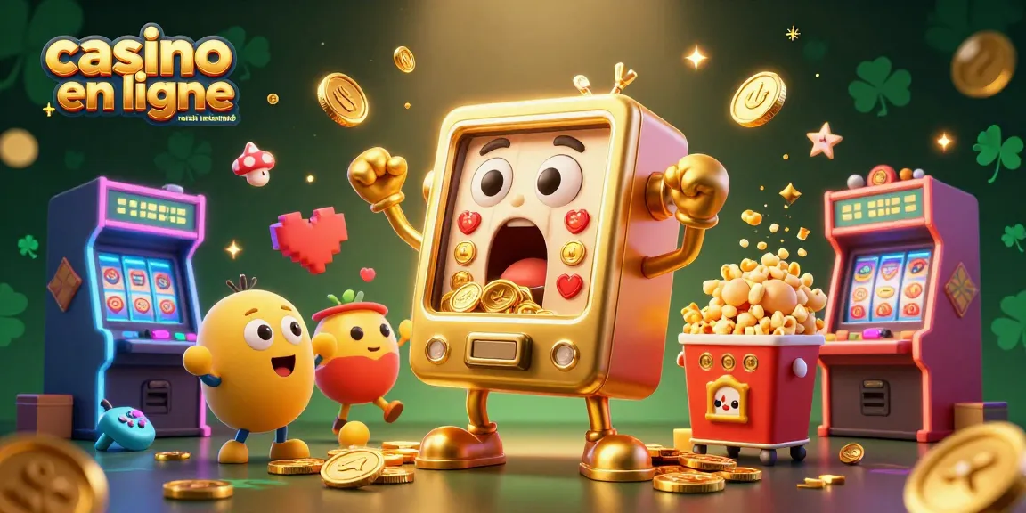 Le casino en ligne retrait instantané illustre un jackpot de machine à sous dorée avec des pièces sortant de sa bouche.
