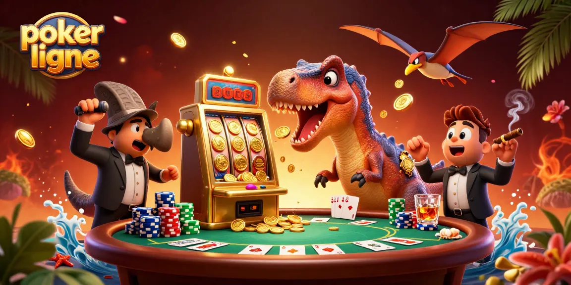 Jouez au poker en ligne avec cette scène captivante de personnages de casino animés.